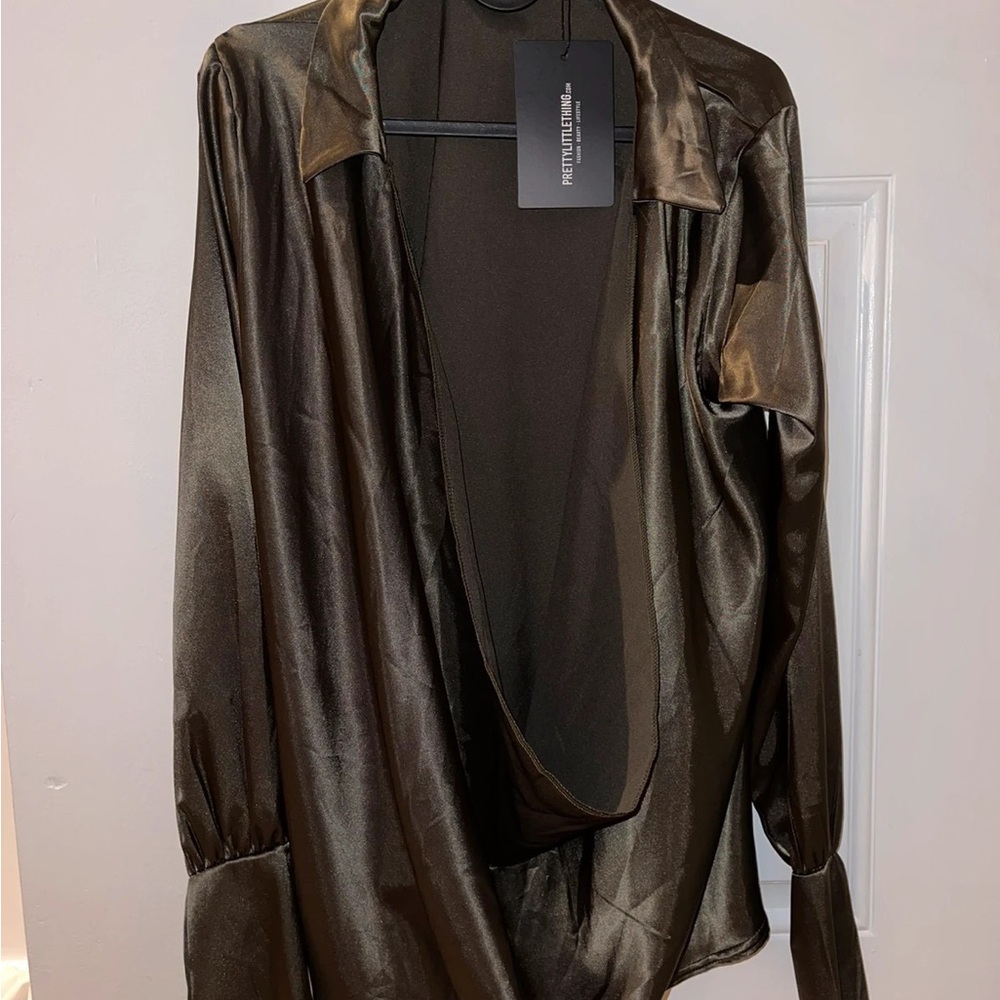 PrettyLittleThing Women's Brown Satin Jacket